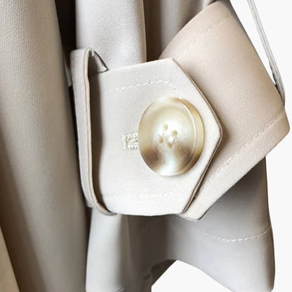 Damen Trenchcoat Lang mit Reverskragen und Knopfverschluss vorne 1