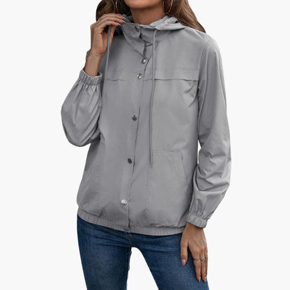 Damen Trenchcoat mit Kapuze, Knopfverschluss und Fronttaschen 0
