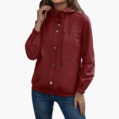Damen Trenchcoat mit Kapuze, Knopfverschluss und Fronttaschen 2