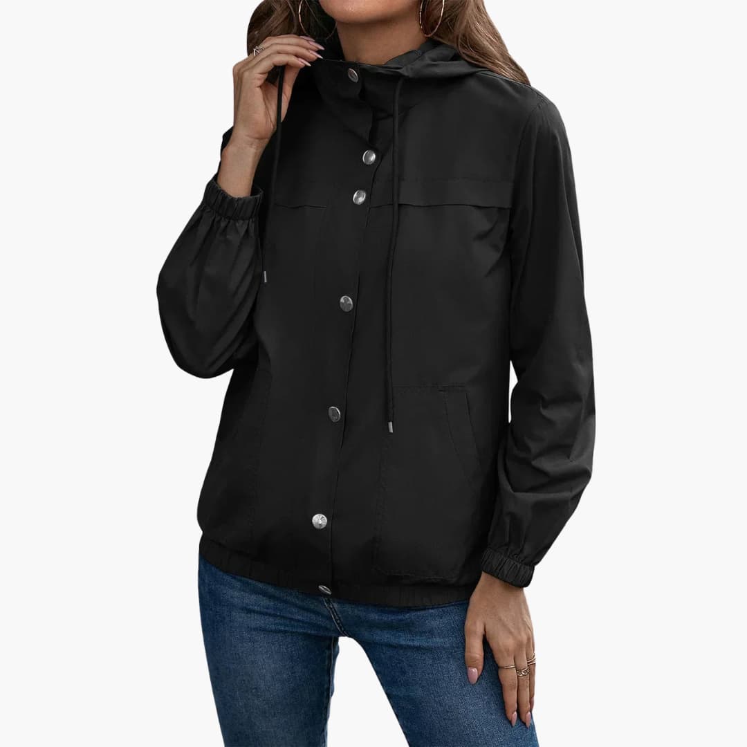 Damen Trenchcoat mit Kapuze, Knopfverschluss und Fronttaschen 4