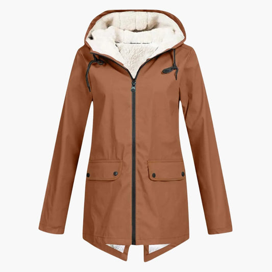 Damen Trenchcoat mit Kapuze, Reißverschluss und Fronttaschen 0