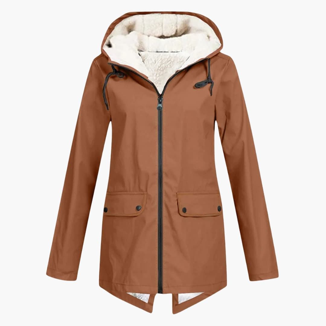 Damen Trenchcoat mit Kapuze, Reißverschluss und Fronttaschen 0
