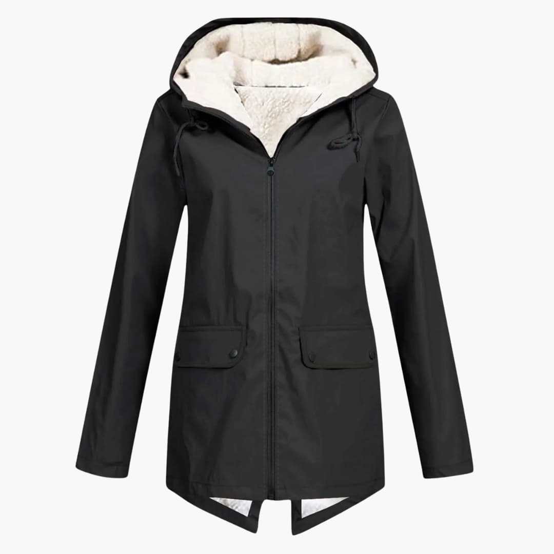 Damen Trenchcoat mit Kapuze, Reißverschluss und Fronttaschen 2