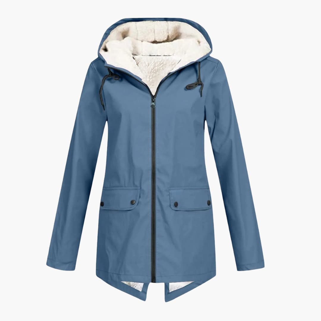 Damen Trenchcoat mit Kapuze, Reißverschluss und Fronttaschen 3