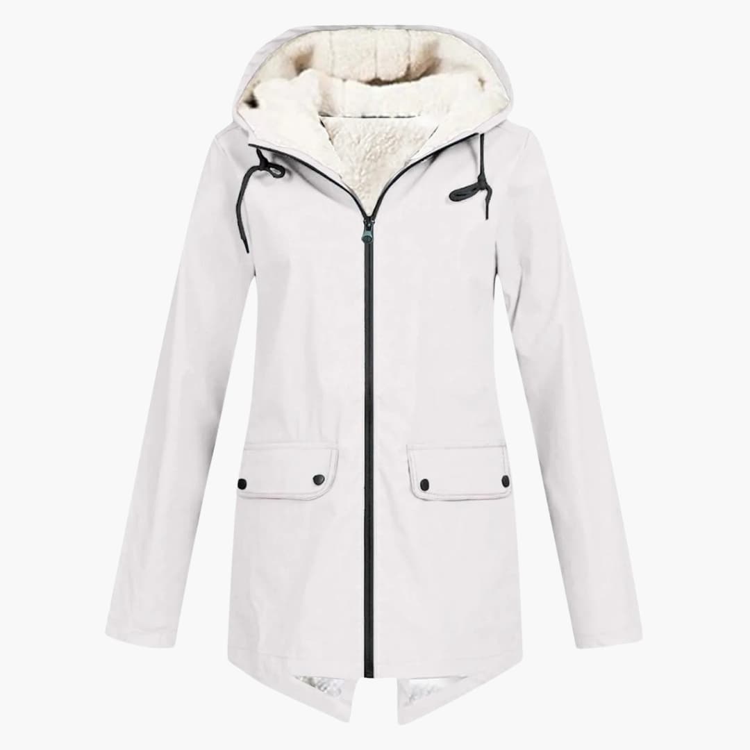 Damen Trenchcoat mit Kapuze, Reißverschluss und Fronttaschen 4