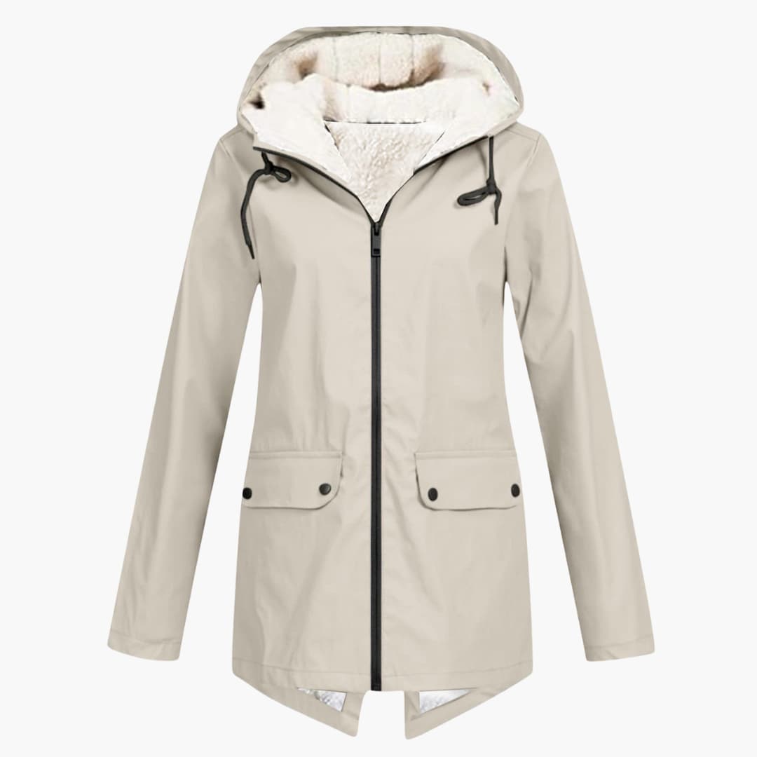 Damen Trenchcoat mit Kapuze, Reißverschluss und Fronttaschen 5