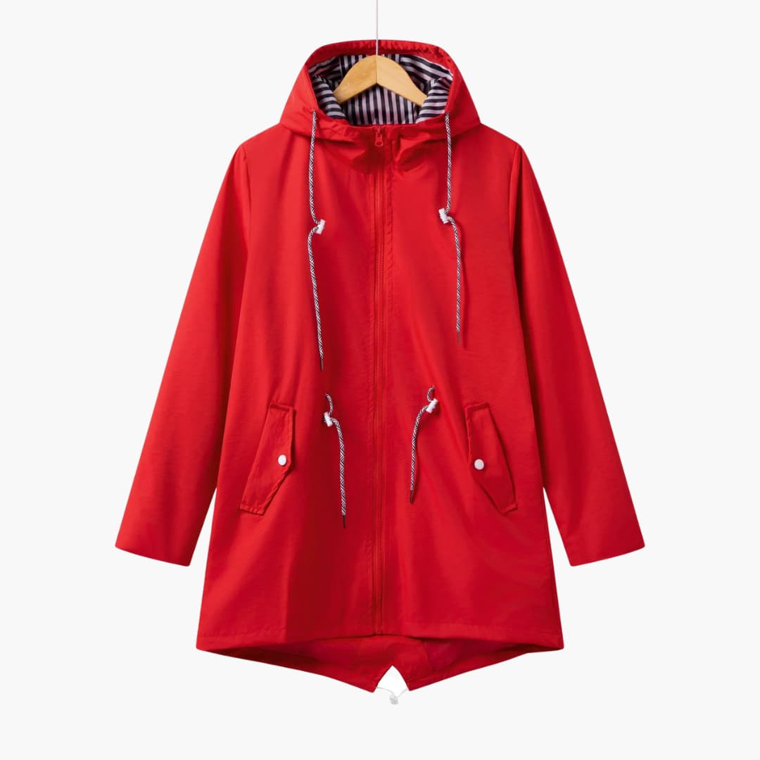 Damen Trenchcoat mit Kapuze, Reißverschluss und Fronttaschen 5