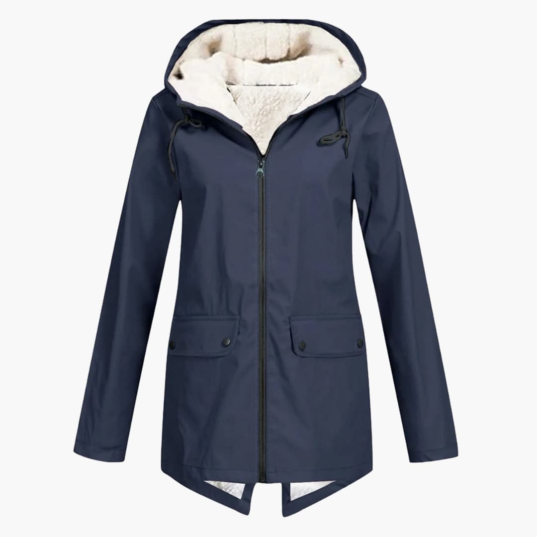 Damen Trenchcoat mit Kapuze, Reißverschluss und Fronttaschen 6