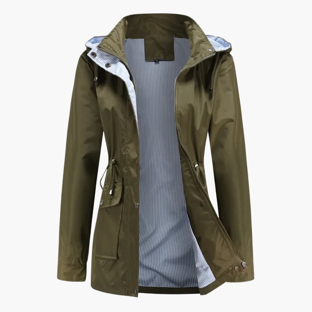 Damen Trenchcoat mit abnehmbarer Kapuze und verstellbarer Taille 0