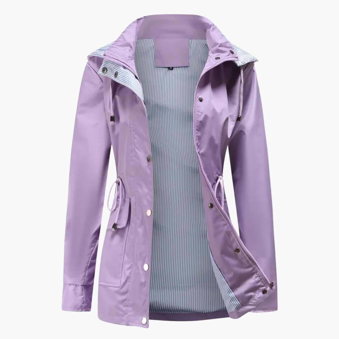 Damen Trenchcoat mit abnehmbarer Kapuze und verstellbarer Taille 1