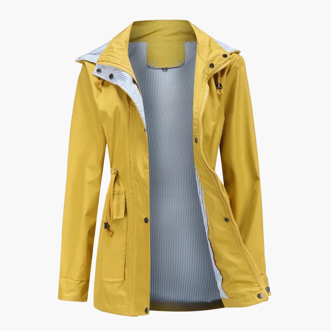 Damen Trenchcoat mit abnehmbarer Kapuze und verstellbarer Taille 5