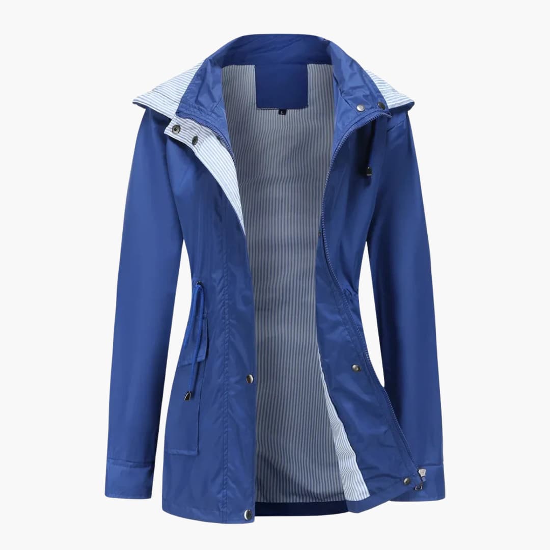 Damen Trenchcoat mit abnehmbarer Kapuze und verstellbarer Taille 6