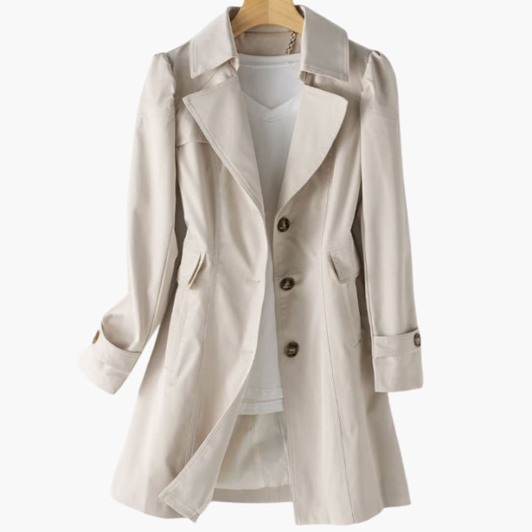 Damen Trenchcoat mit fallendem Revers und Knopfverschluss 0