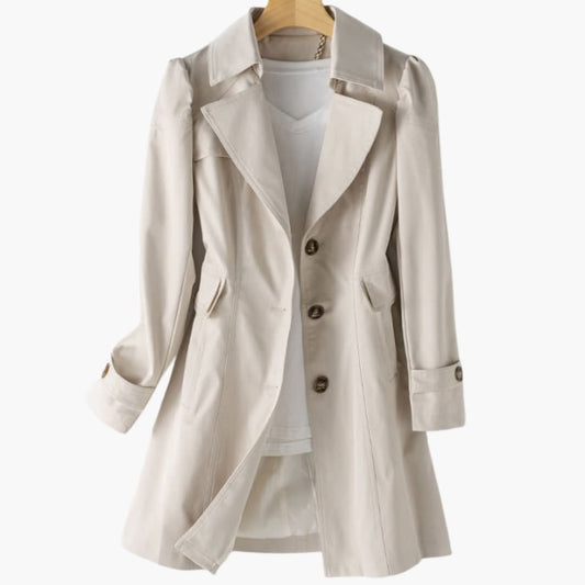 Damen Trenchcoat mit fallendem Revers und Knopfverschluss 0