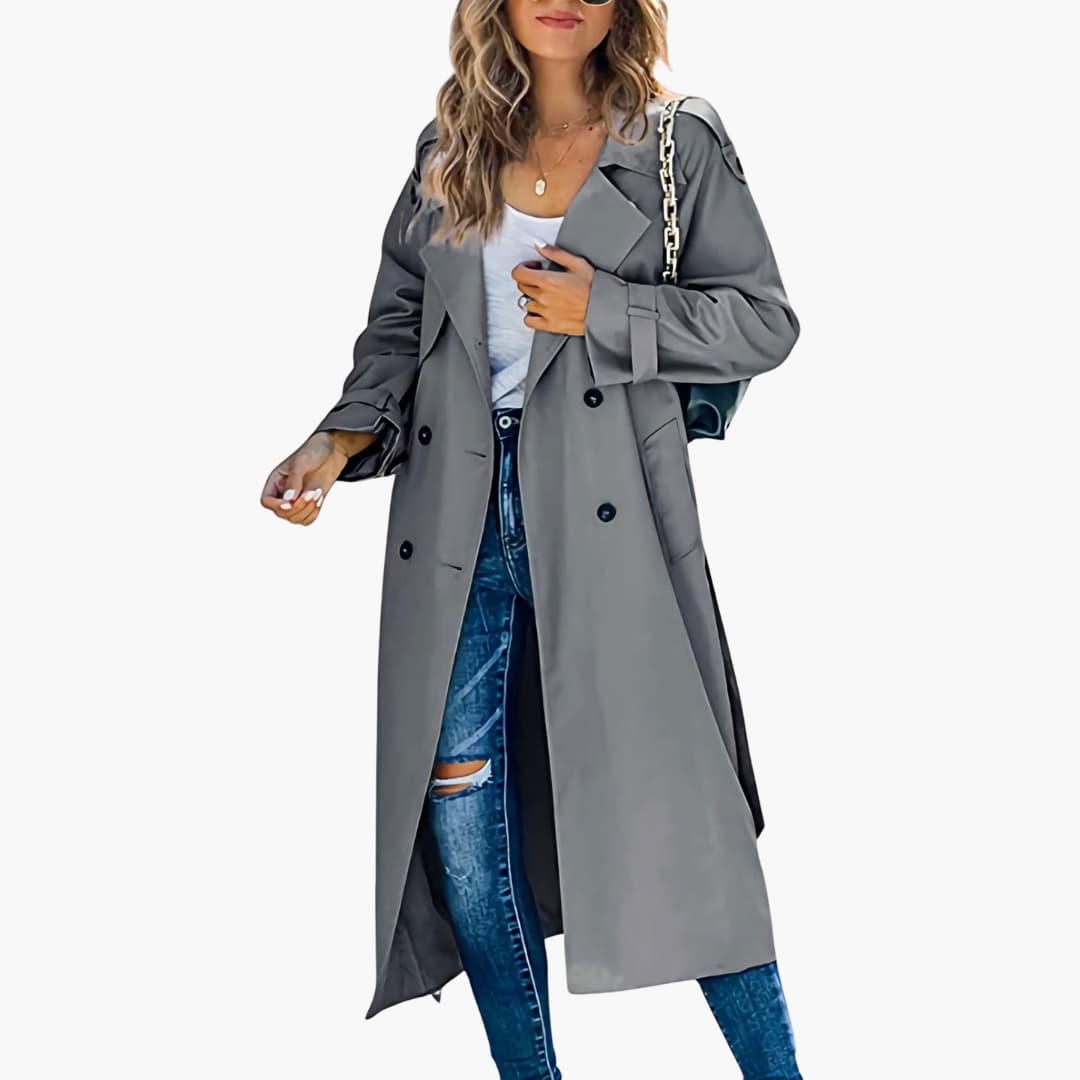 Damen Trenchcoat und Fronttaschen 2