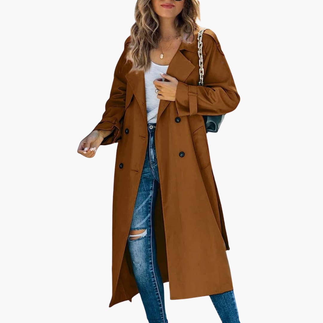 Damen Trenchcoat und Fronttaschen 4