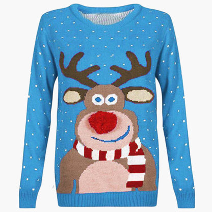 Damen Weihnachts-Pullover mit Rentier und Strukturdetails 5