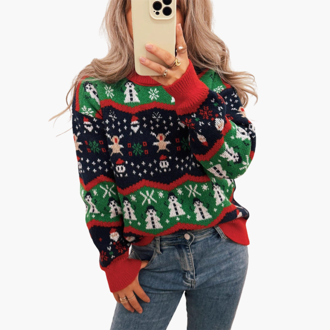 Damen Weihnachts Pullover mit festlichem Motiv 1