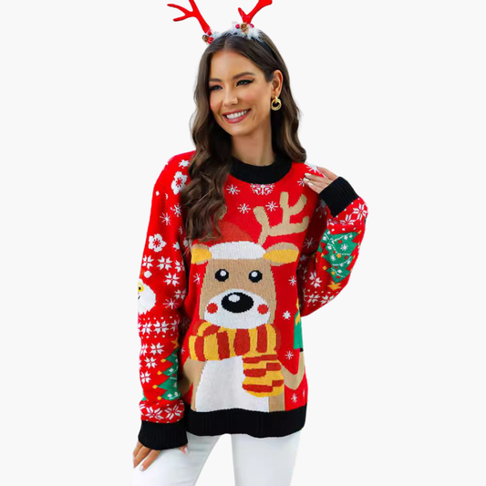 Damen Weihnachts pullover mit Rentiermuster 0