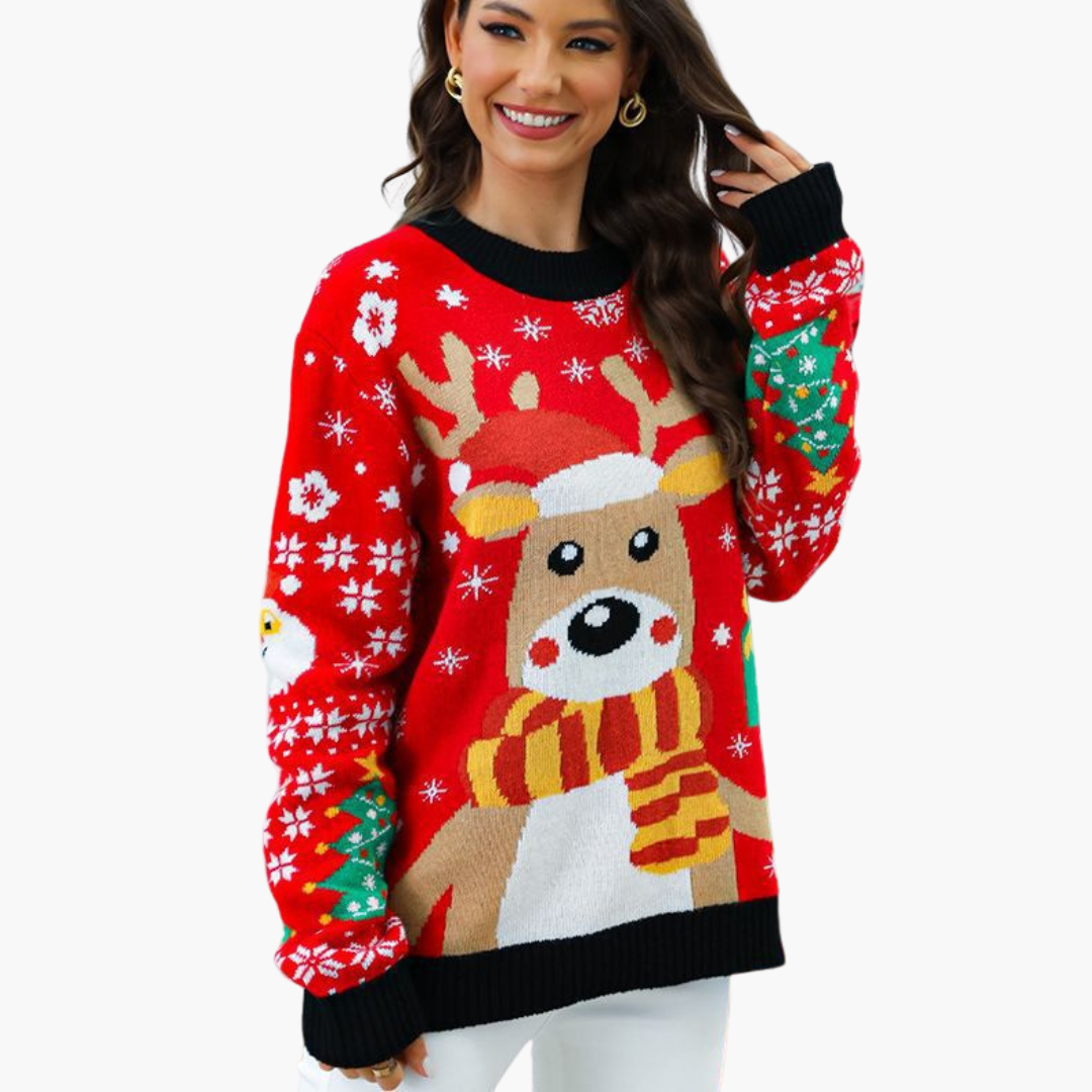 Damen Weihnachts pullover mit Rentiermuster 1
