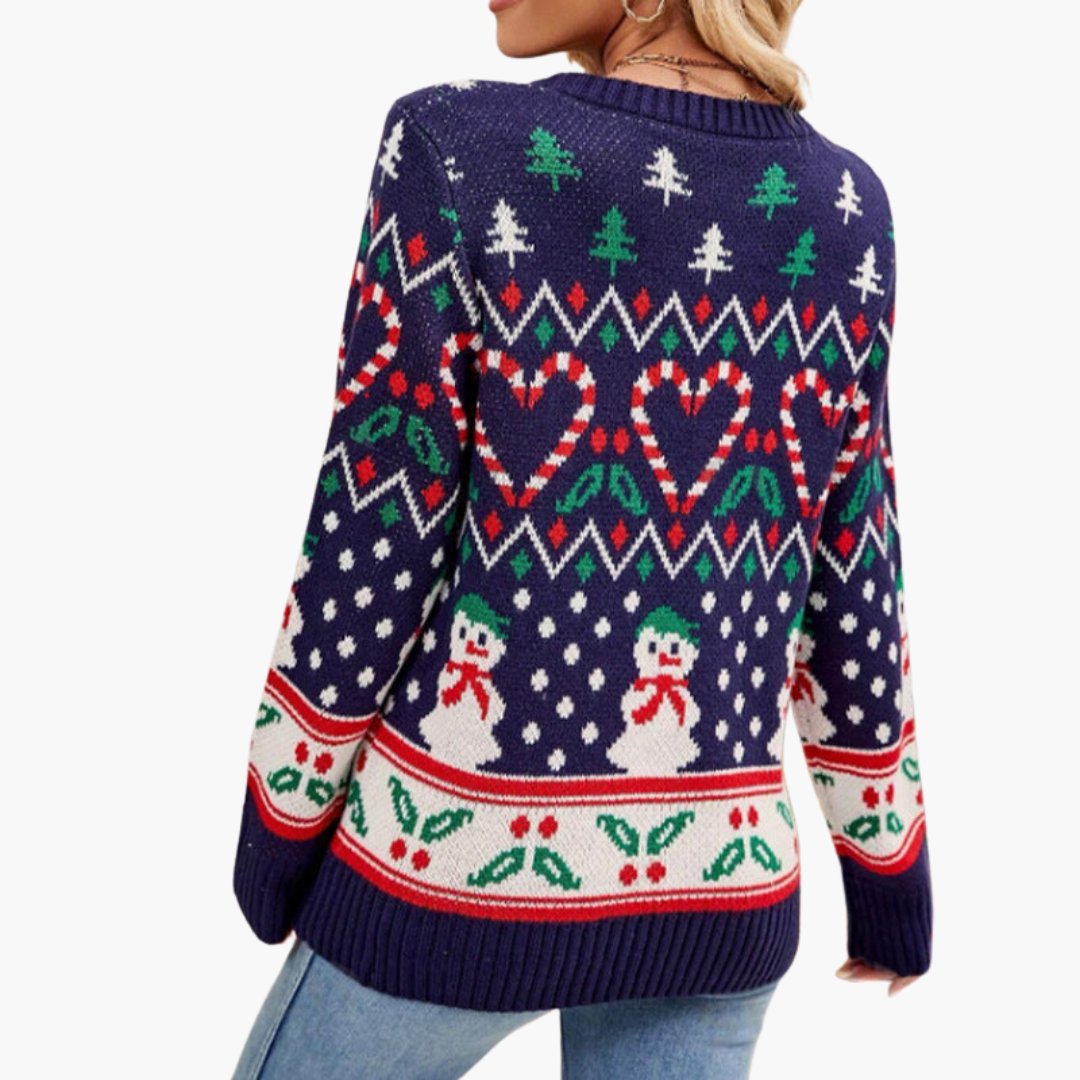 Damen Weihnachtspullover mit Herz und Tannenbaum-Motiv 1