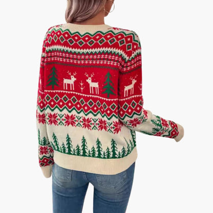Damen Weihnachtspullover mit Rentier und Baumdesign 3