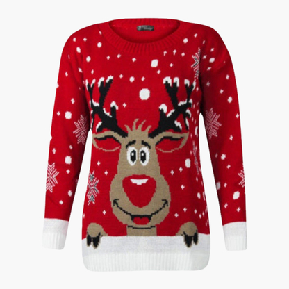 Damen Weihnachtspullover mit Rentier und Schneeflockenmuster 5