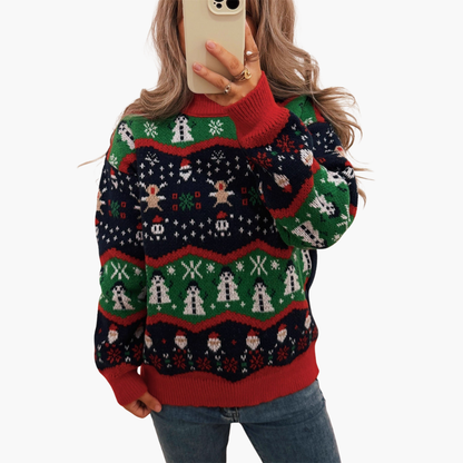 Damen Weihnachtspullover mit festlichem Muster 0