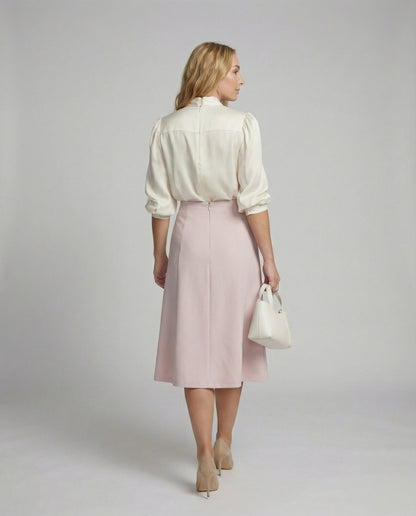 Damen Polo Sweater Elegante Weiße Bluse mit Schleife