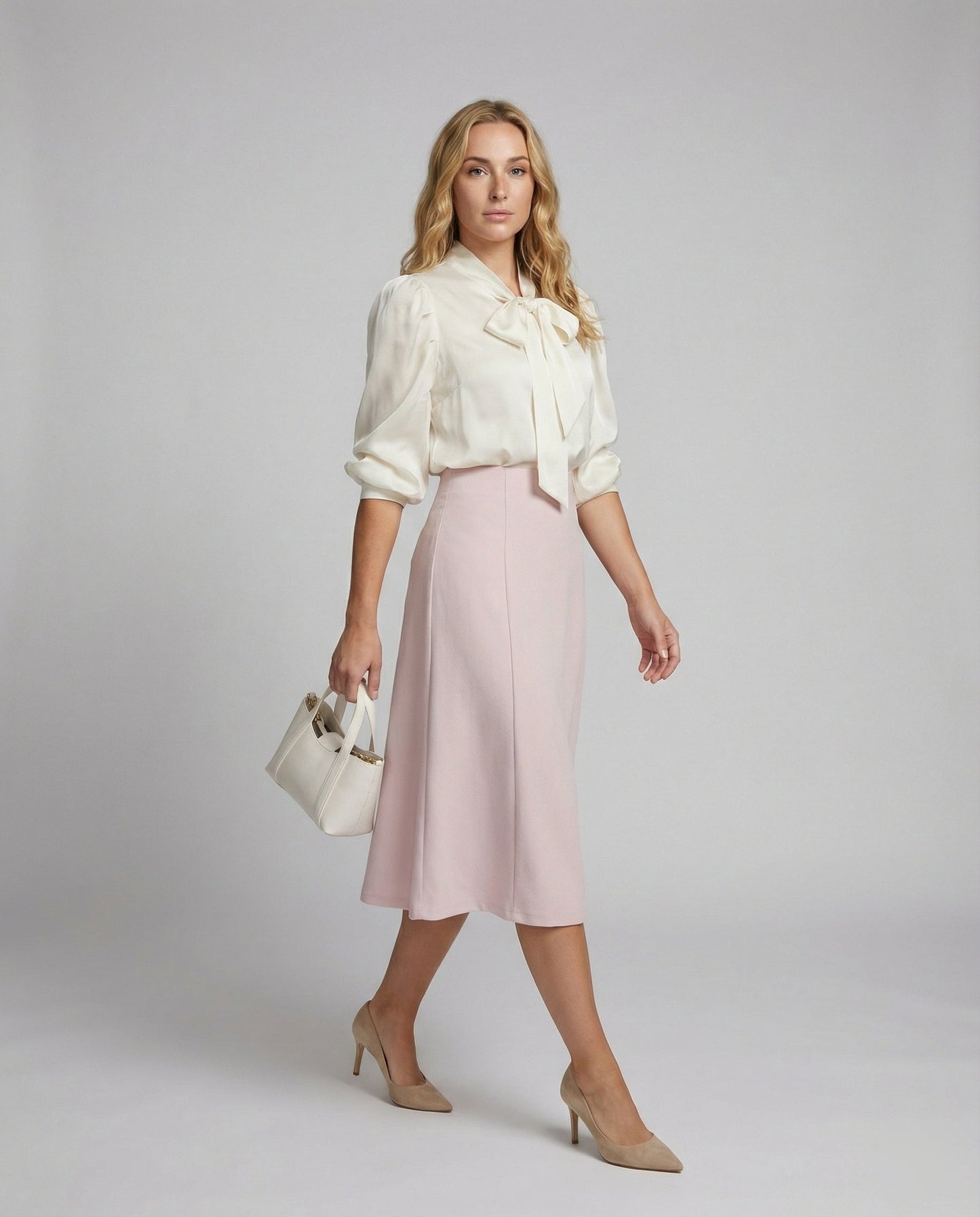 Damen Polo Sweater Elegante Weiße Bluse mit Schleife - BerlinGlamour