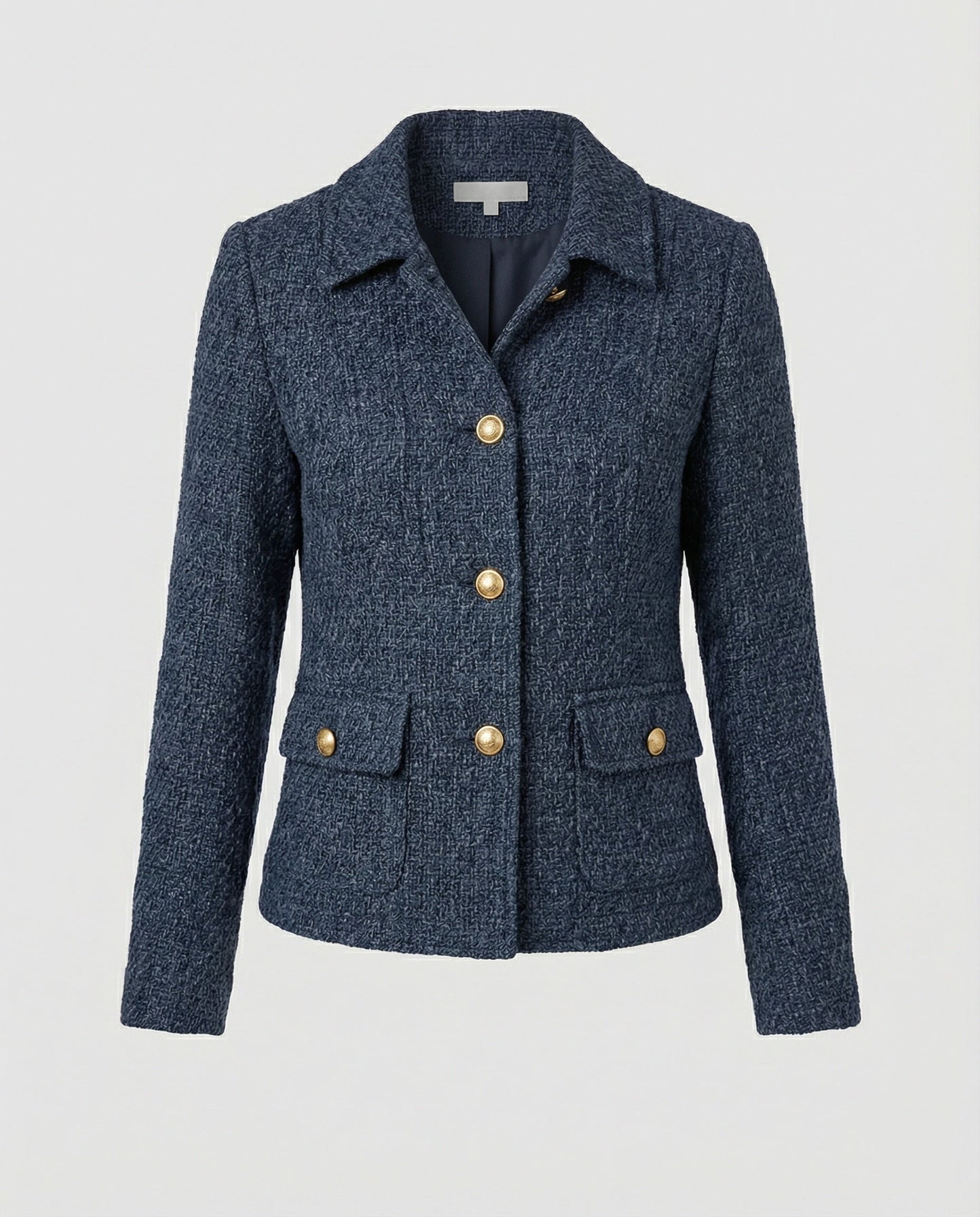 Damen Latzhose Baggy Strukturiert mit Boucléjacke und Zierknöpfen