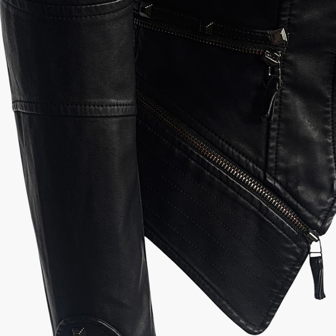 Damen jacke mit Reißverschluss vorne und Nieten Details 2