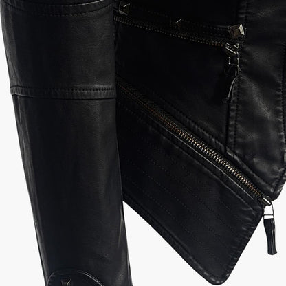 Damen jacke mit Reißverschluss vorne und Nieten Details 2
