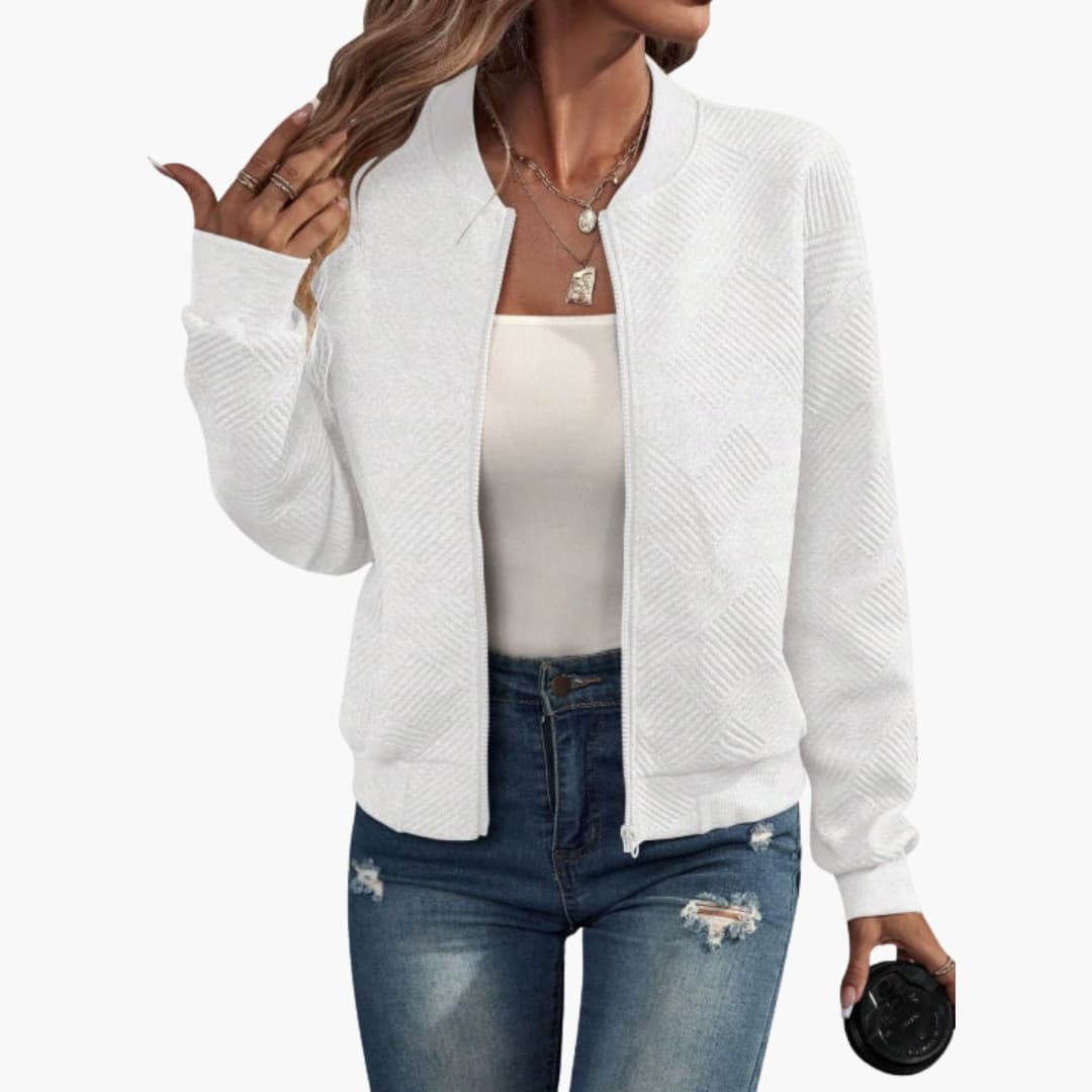Damen jacke mit geripptem Saum und durchgehendem Frontreißverschluss 2