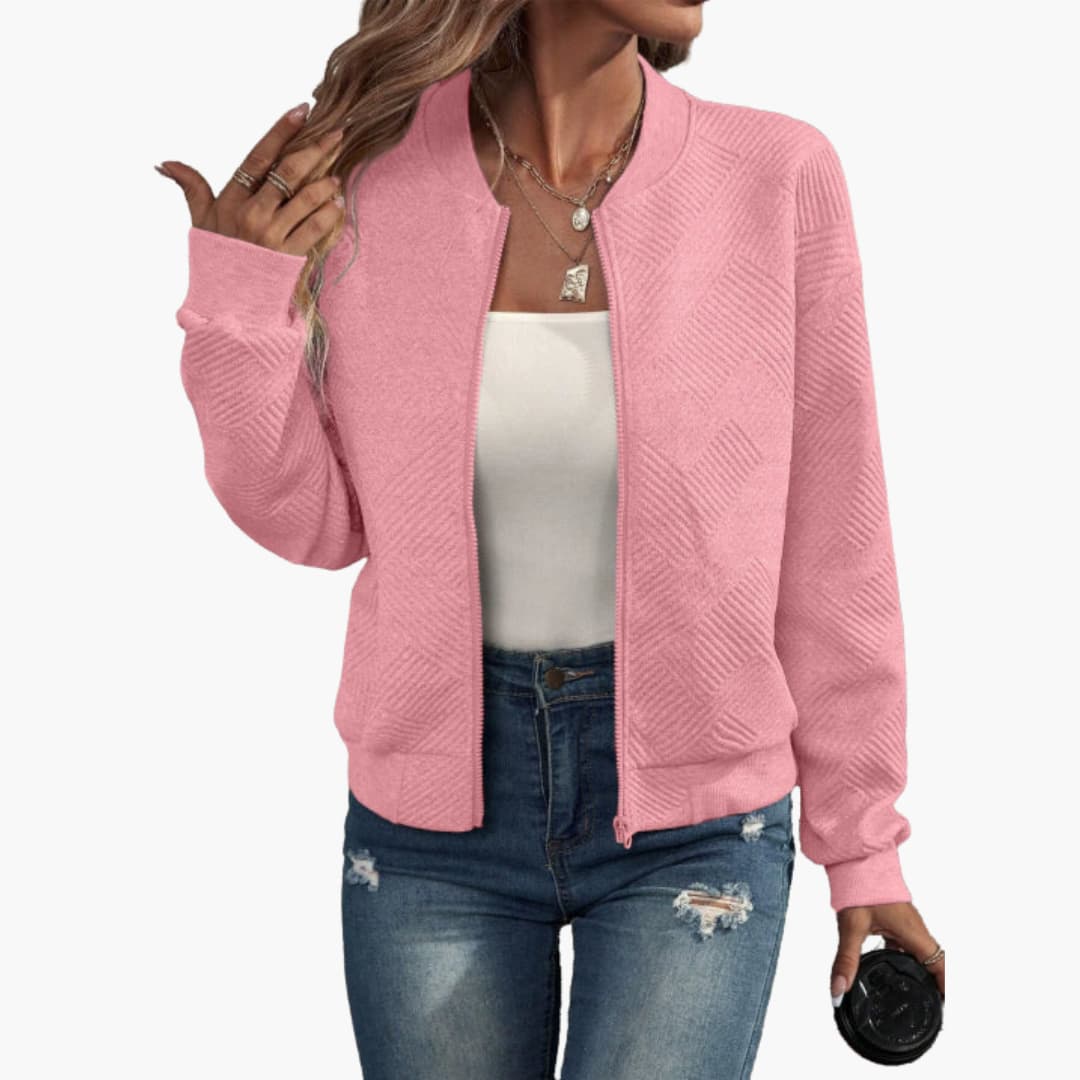 Damen jacke mit geripptem Saum und durchgehendem Frontreißverschluss 5