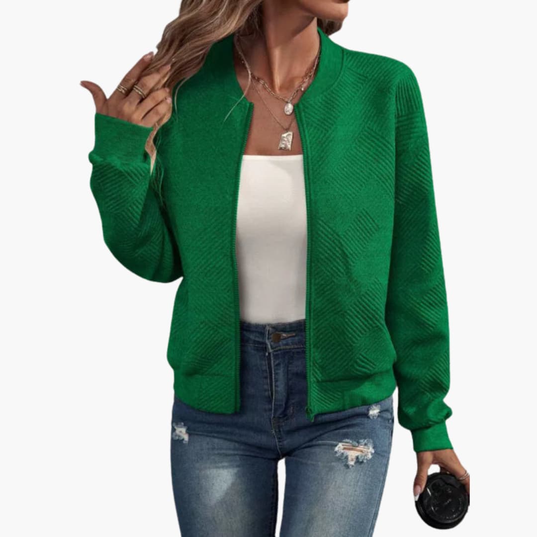 Damen jacke mit geripptem Saum und durchgehendem Frontreißverschluss 6