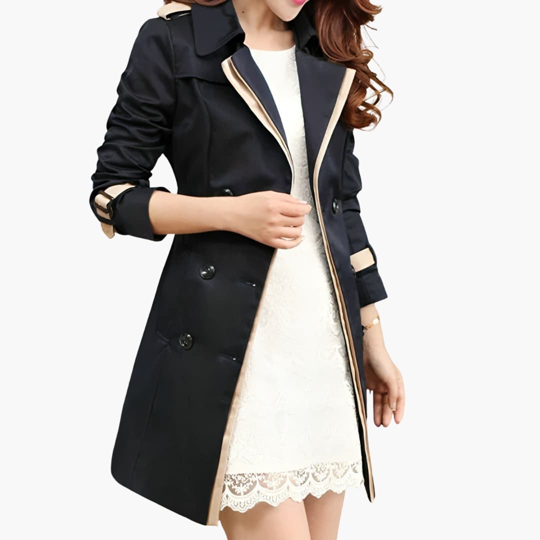 Damen klassischer Trenchcoat mit Gürtel 1