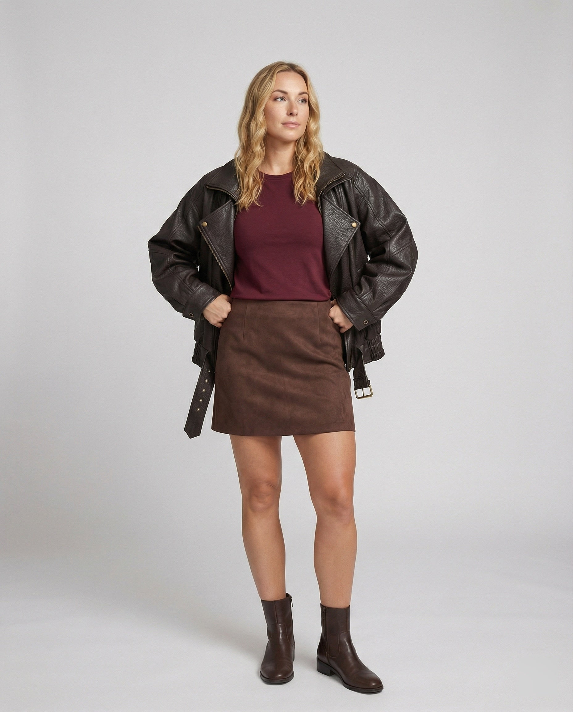 Lederjacke Damen Oversize Bikerjacke Kunstleder Asymmetrisch - BerlinGlamour