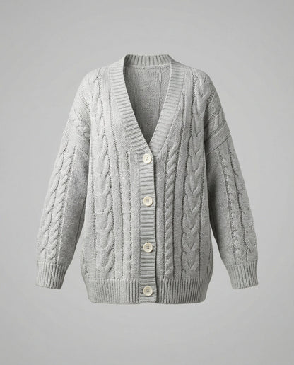 Zopf-Cardigan Blouson-Style V-Ausschnitt Damen