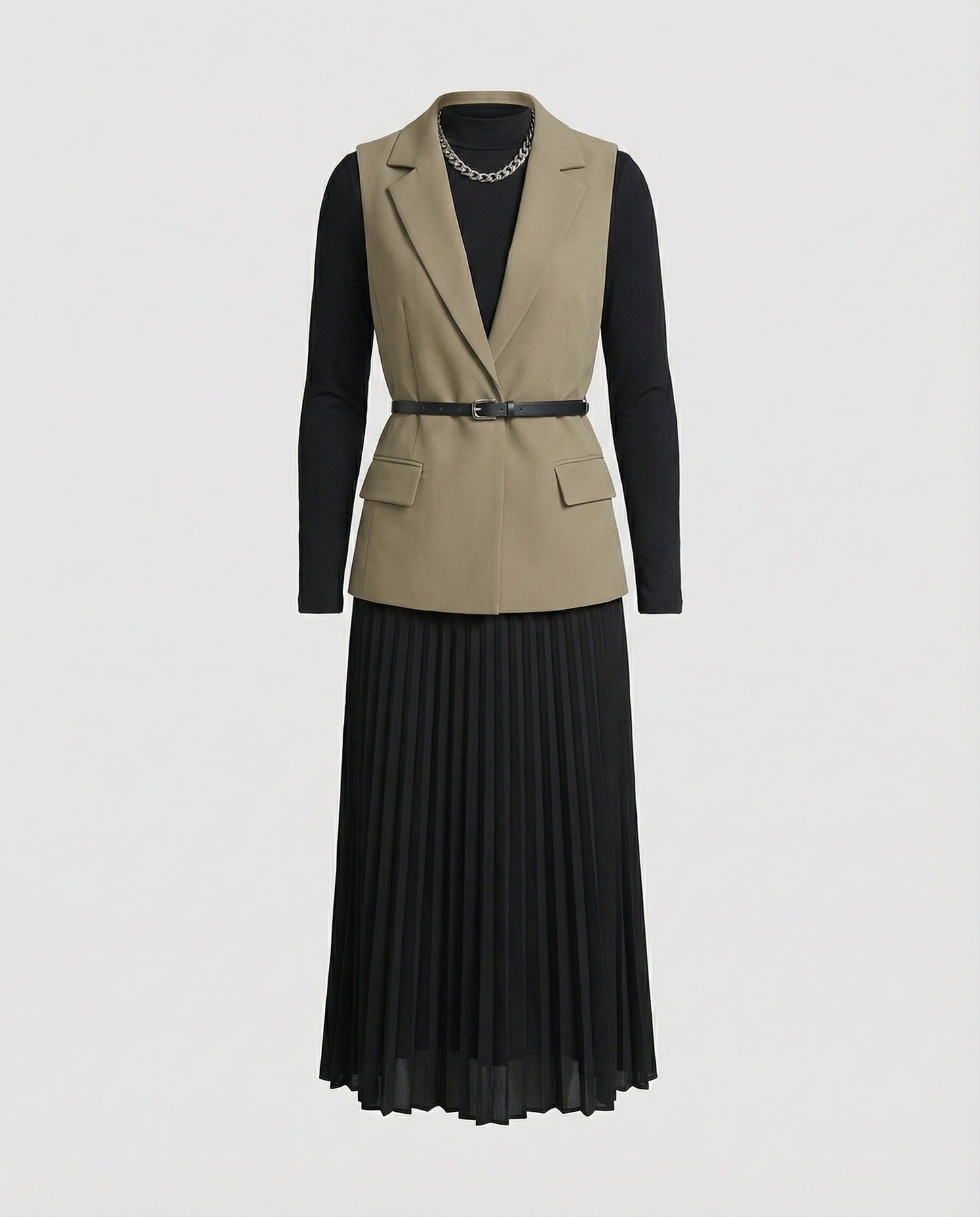 Zweiteiliges Kleid mit Taillenweste und Blazerstil