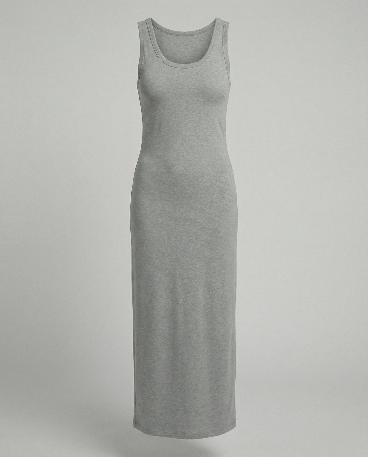 Baumwoll Maxikleid Ärmellos Rundhals Ausschnitt Damenkleid Sommer
