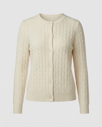 Weicher Zopfstrick Cardigan Damen Rundhals Modern