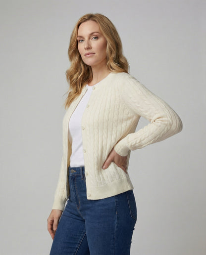 Weicher Zopfstrick Cardigan Damen Rundhals Modern
