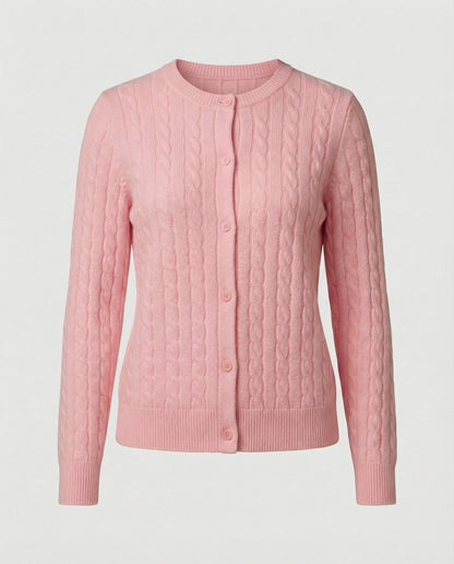 Weicher Zopfstrick Cardigan Damen Rundhals Modern