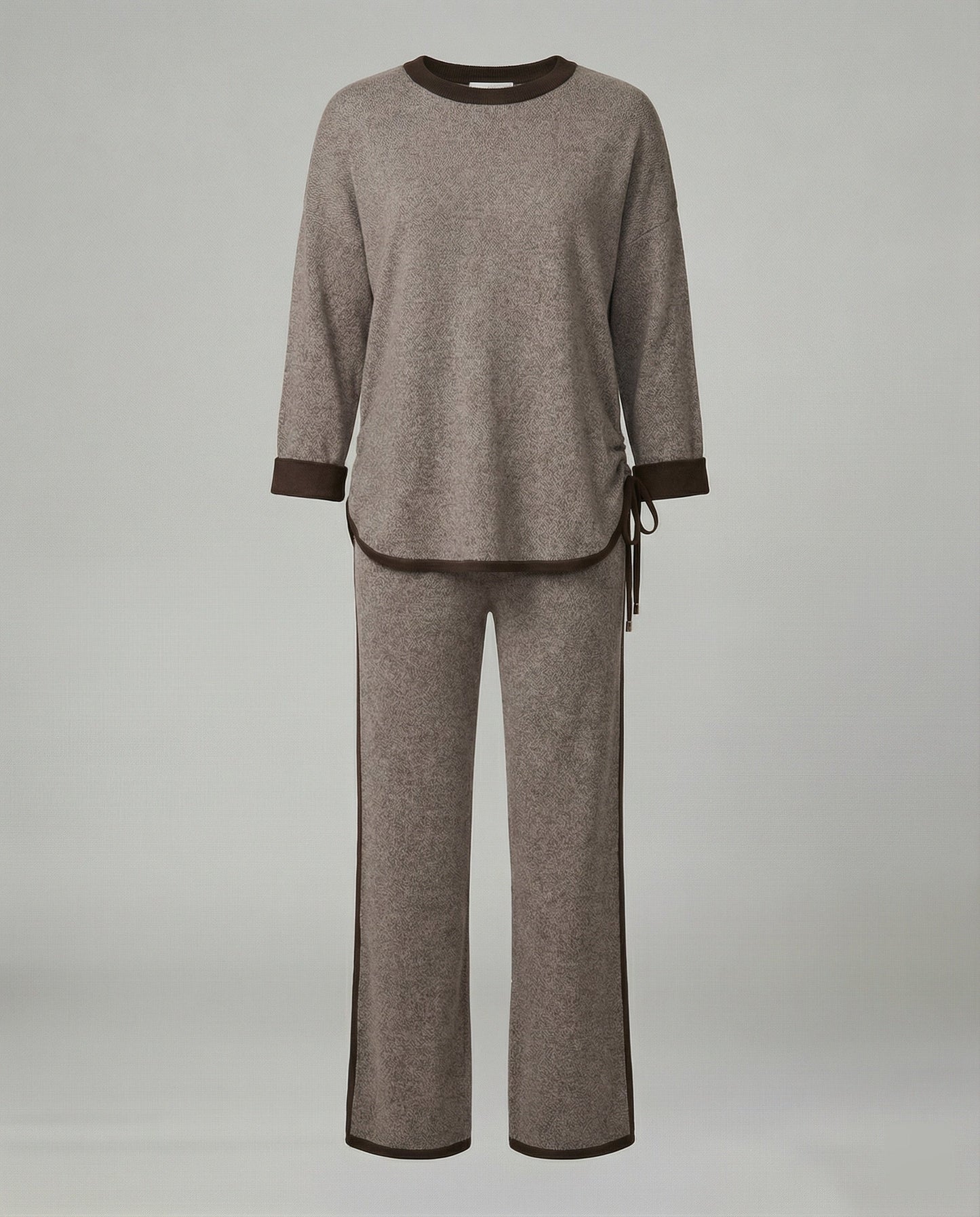 Frauen Zweiteiler Rundhals Weite Hose Kordelzug Elegant