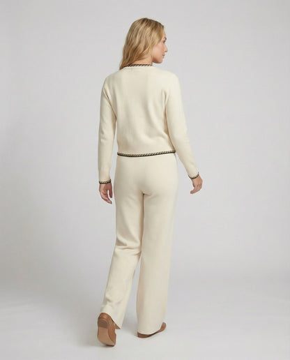 Frauen Strickensemble Kurzcardigan Marlenehose Elegent