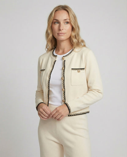 Frauen Strickensemble Kurzcardigan Marlenehose Elegent - BerlinGlamour