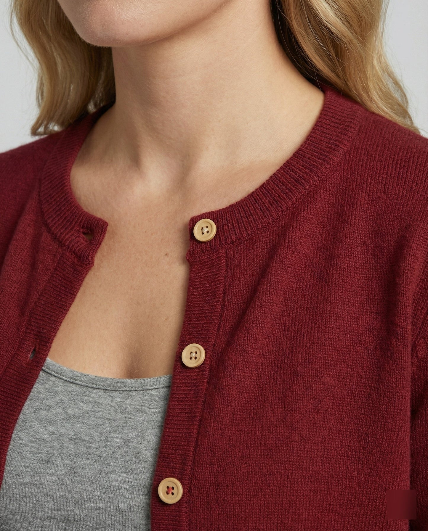 Kurz Strickjacke Rundhals Zierknöpfe Elastisch