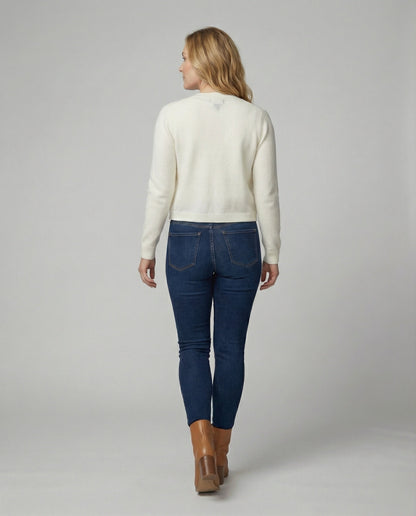 Kurze Feinstrick-Cardigan Damen Rundhals Modern