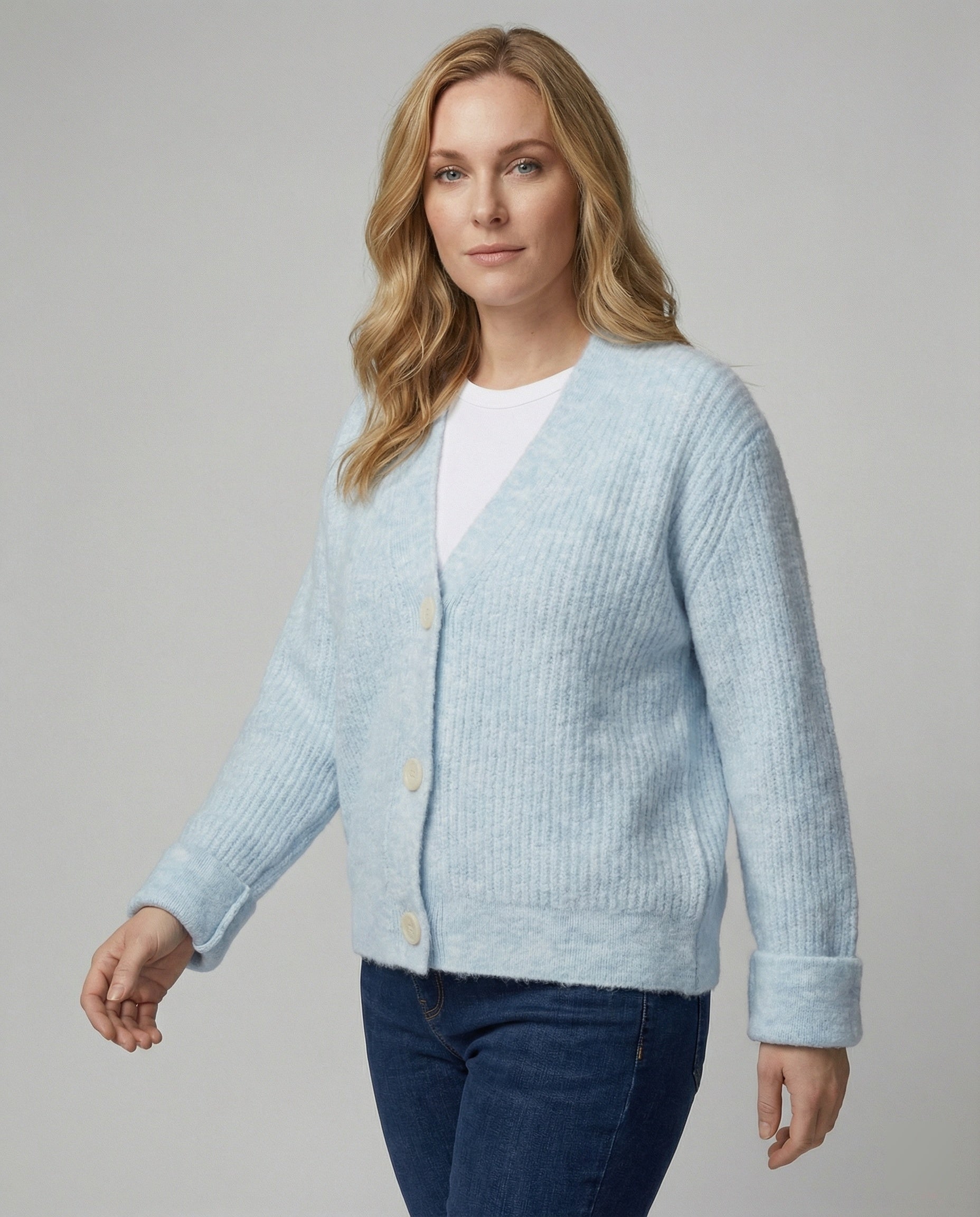 Kurzcardigan Frauen Oversized mit breiten Rippen - BerlinGlamour